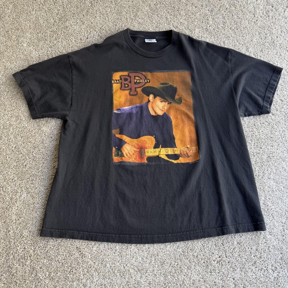 Y2K Brad Paisley Shirt Mens 2XL Black 2002 Tour Concert Tee T-Shirt Band Music